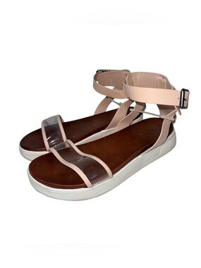 Maurices Hadley Light Pink Clear Platform Sandals Ankle Strap Summer 8 Women’s